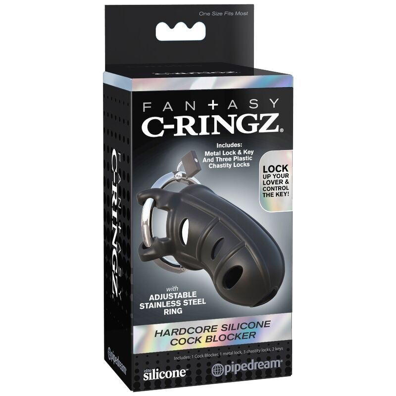 Gabbia di castità in silicone con anello in acciaio regolabile | FANTASY C-RINGZ