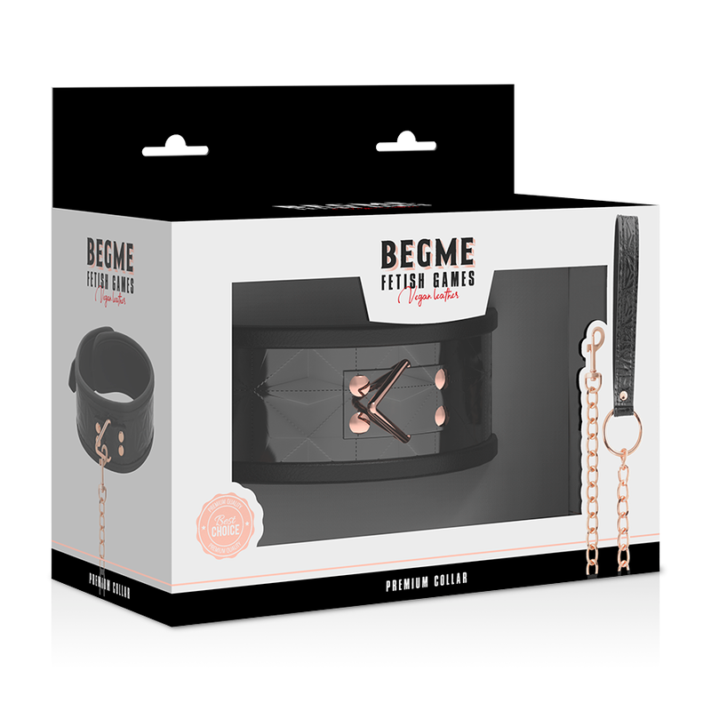 BEGME - COLLARE IN PELLE VEGANA PREMIUM EDIZIONE NERA CON FODERA IN NEOPRENE