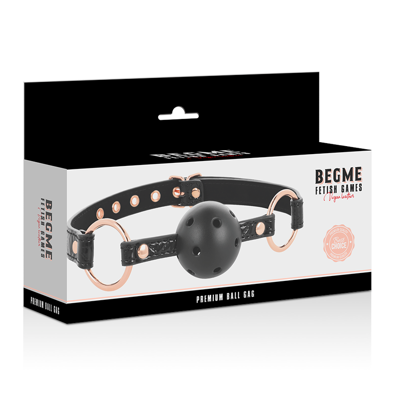 BEGME - BALL GAG EDIZIONE NERA IN PELLE VEGANA