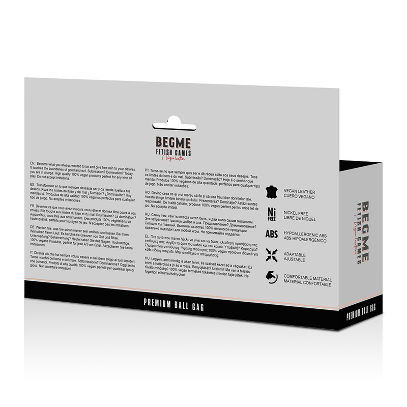 BEGME - BALL GAG EDIZIONE NERA IN PELLE VEGANA