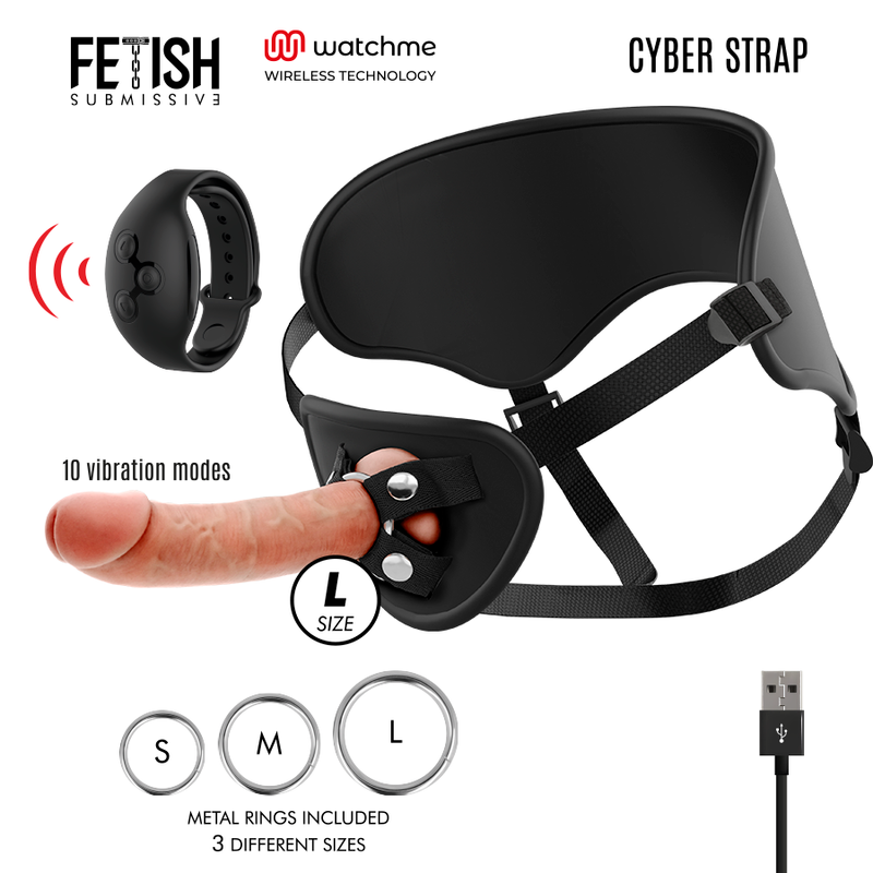 FETISH SUBMISSIVE CYBER STRAP - IMBRACATURA CON DILDO TELECOMANDATO WATCHME L TECHNOLOGY