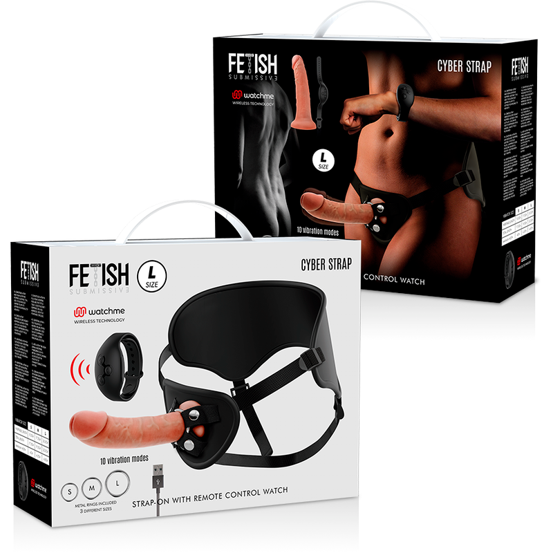 FETISH SUBMISSIVE CYBER STRAP - IMBRACATURA CON DILDO TELECOMANDATO WATCHME L TECHNOLOGY