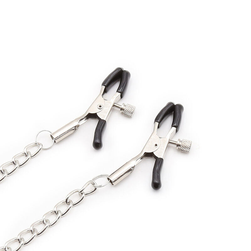 OHMAMA FETISH - BAVAGLIO AD ANELLO CON CATENE E MORSETTI PER CAPEZZOLI