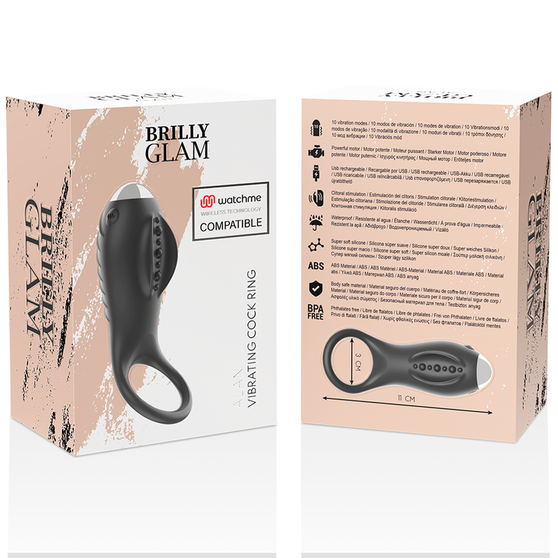 BRILLY GLAM - ANELLO PER IL PENE ALAN COMPATIBILE CON LA TECNOLOGIA WIRELESS WATCHME