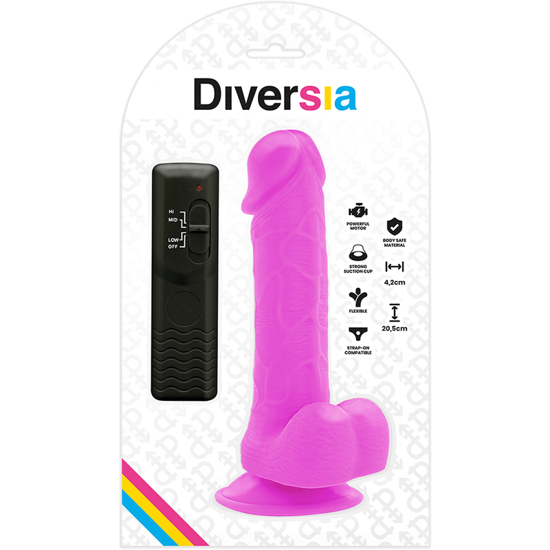 Dildo vibrante flessibile viola | 20,5 cm x 4,2 cm | DIVERSIA