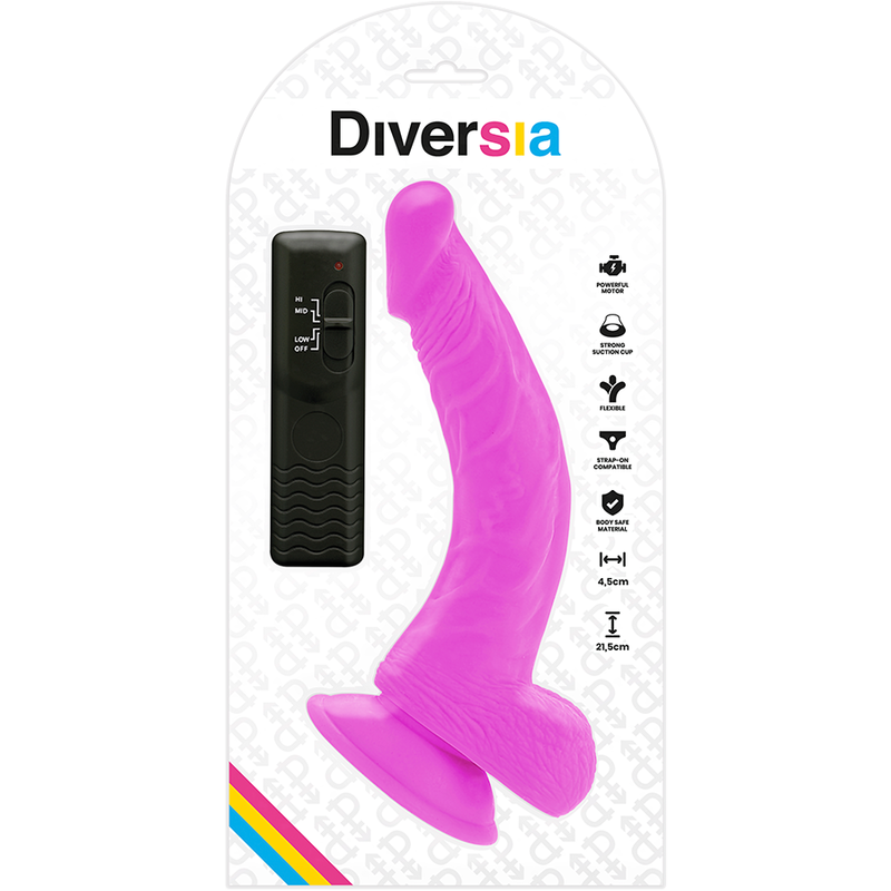 Dildo vibrante flessibile viola | 21,5 cm x 4,5 cm | DIVERSIA
