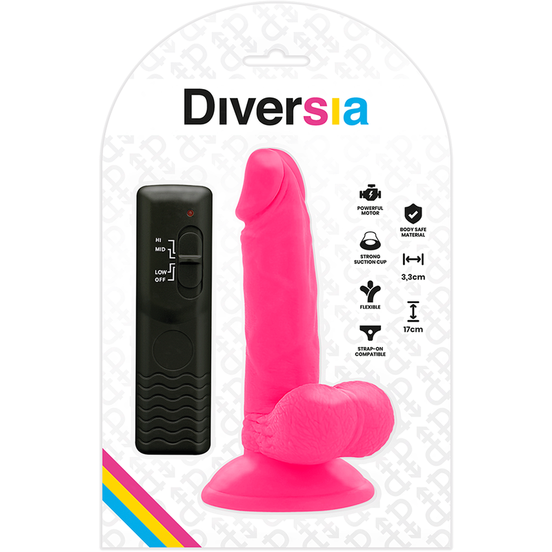 Dildo vibrante flessibile rosa | 17,0 cm x 3,3 cm | DIVERSIA