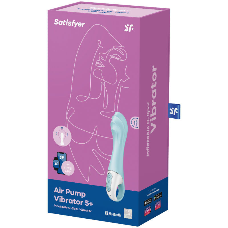 SATISFYER - VIBRATORE A POMPA D'ARIA 5+ VIBRATORE GONFIABILE PUNTO G APP BLU