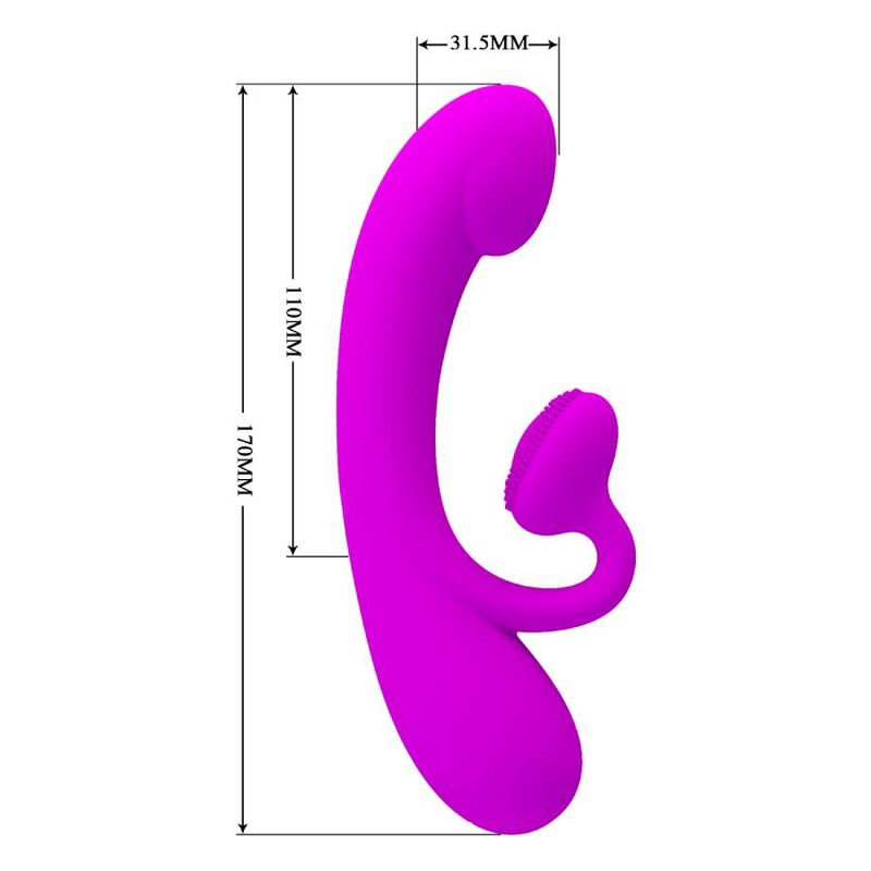 PRETTY LOVE - VIBRATORE SINCERO E ONDE STIMOLANTI DEL CLITORIDE IN SILICONE VIOLA