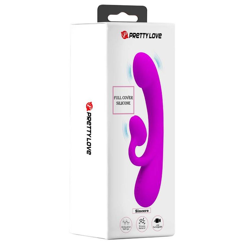 PRETTY LOVE - VIBRATORE SINCERO E ONDE STIMOLANTI DEL CLITORIDE IN SILICONE VIOLA