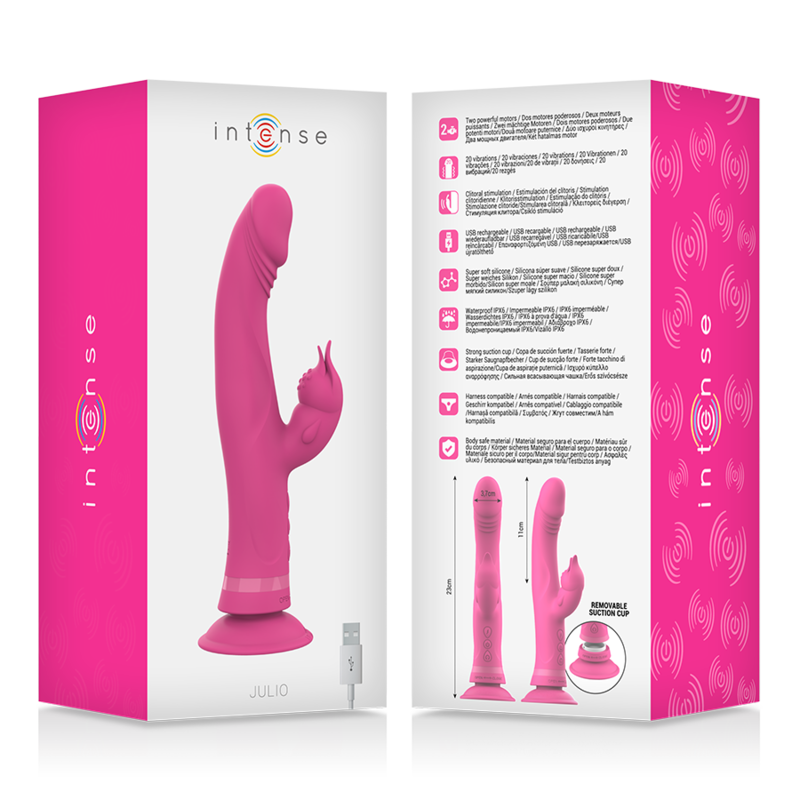 INTENSE - JULIO RABBIT VIBRATORE IN SILICONE ROSA