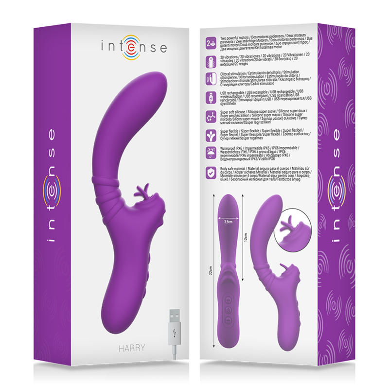 INTENSO - VIBRATORE FLESSIBILE HARRY CON LINGUA VIOLA