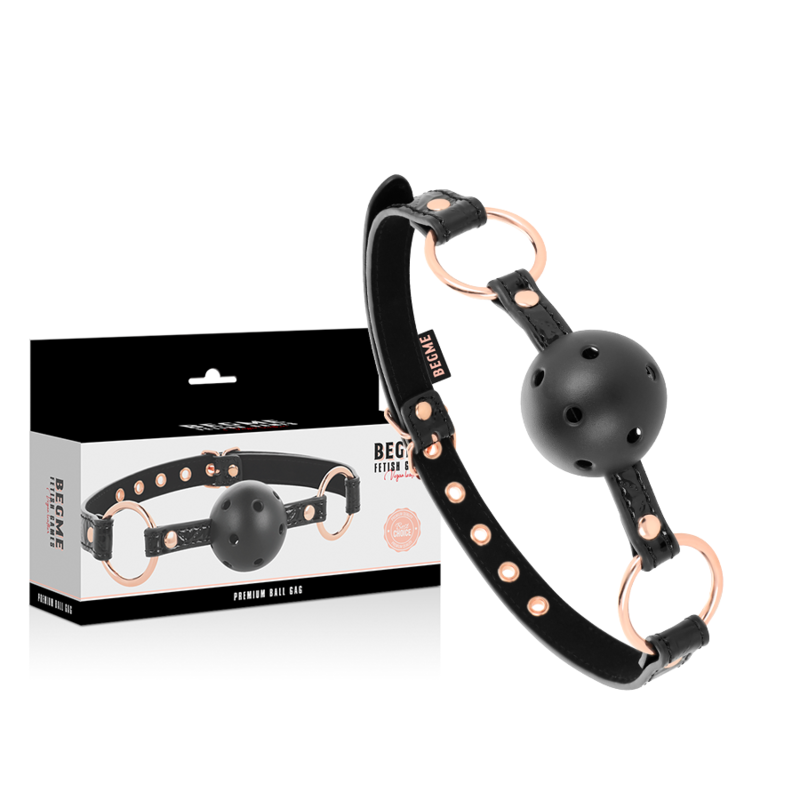 BEGME - BALL GAG EDIZIONE NERA IN PELLE VEGANA