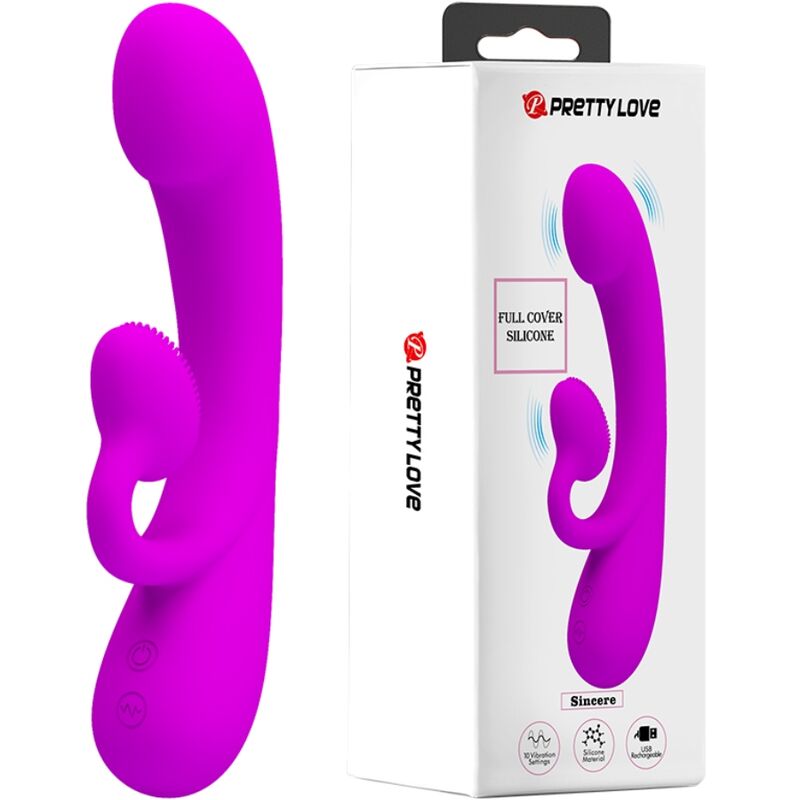 PRETTY LOVE - VIBRATORE SINCERO E ONDE STIMOLANTI DEL CLITORIDE IN SILICONE VIOLA