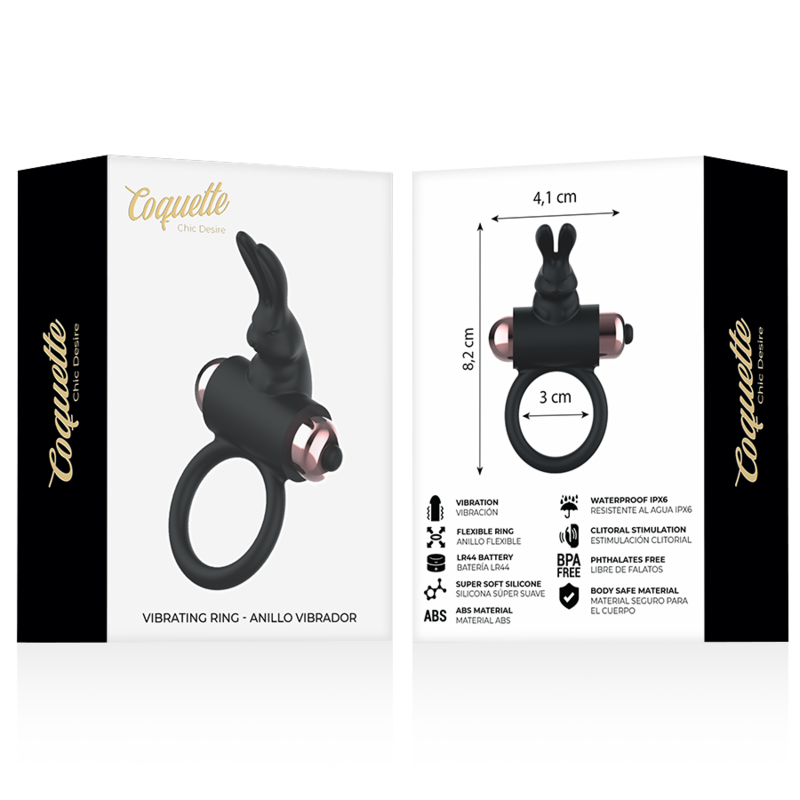 Anello vibrante per il pene nero/oro – 1 modalità – Coquette Chic Desire