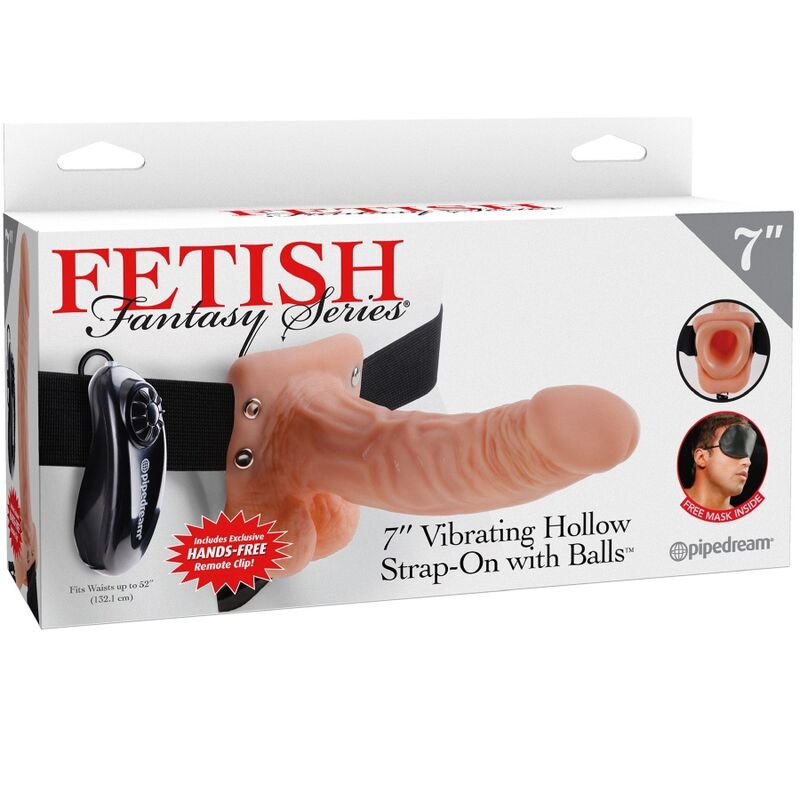 Strap-on vibrante con telecomando e pene e testicoli realistici | 17,8 cm x 4,3 cm | Serie Fetish Fantasy