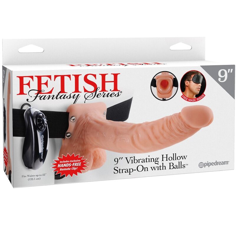 Strap-on vibrante con telecomando e pene e testicoli realistici | 22,9 cm x 4,6 cm | Serie Fetish Fantasy