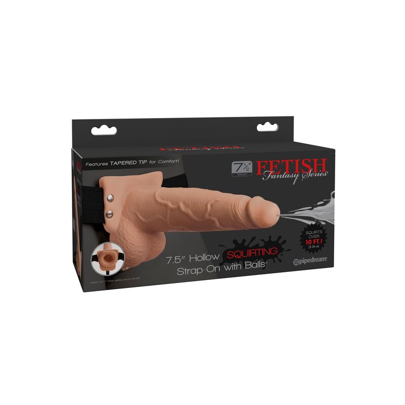 SERIE FETISH FANTASY - IMBRACATURA REGOLABILE PENE REALISTICO CON PALLINI CHE SCHIZZANO 19 CM