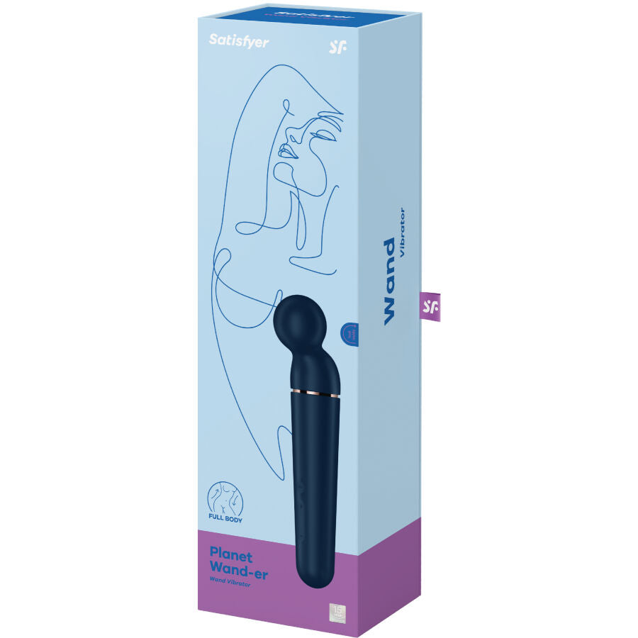 Planet Wand-er Blue - Massaggiatore a bacchetta XXL - 60 combinazioni di vibrazioni - Satisfyer