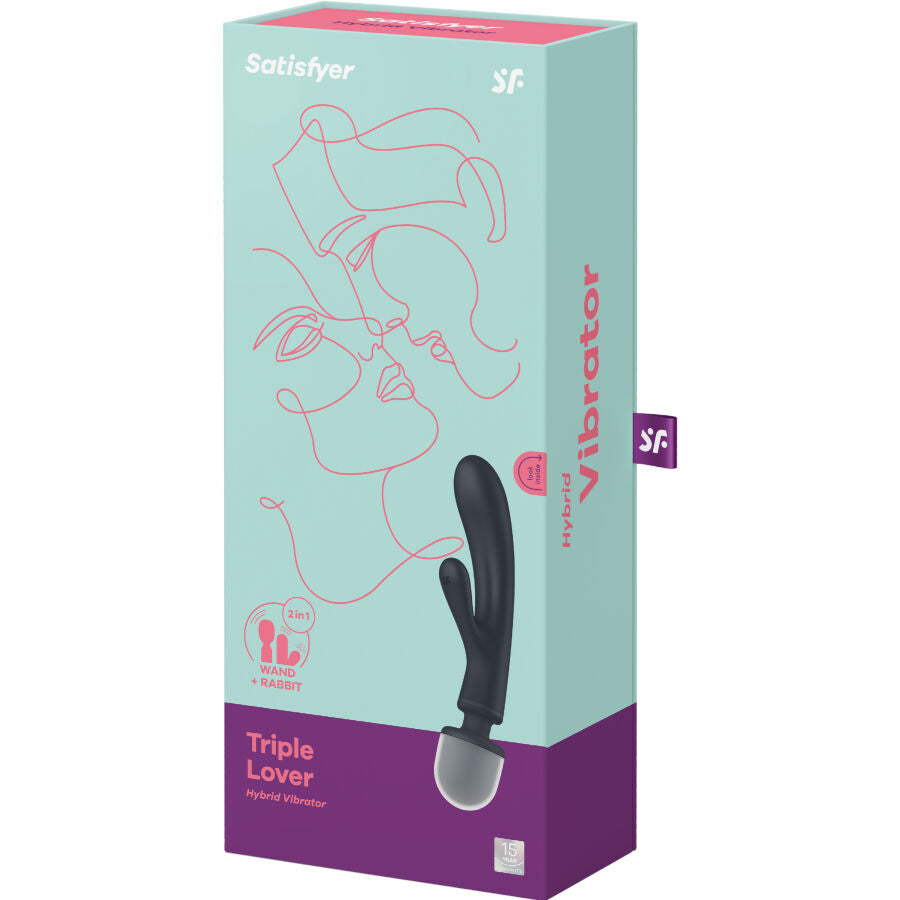 SATISFYER - VIBRATORE MASSAGGIATORE CONIGLIO TRIPLO AMANTE GRIGIO