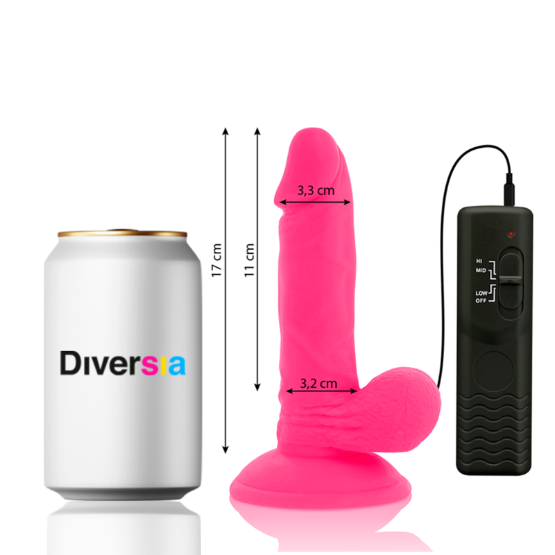 Dildo vibrante flessibile rosa | 17,0 cm x 3,3 cm | DIVERSIA