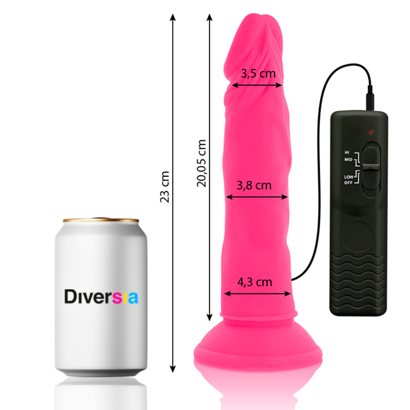 Dildo vibrante flessibile rosa | 23,0 cm x 4,3 cm | DIVERSIA