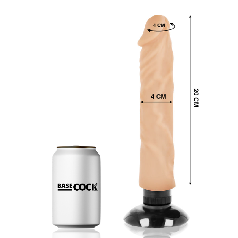 BASECOCK - VIBRATORE REALISTICO 2-1 CARNE 20 CM -O- 4 CM