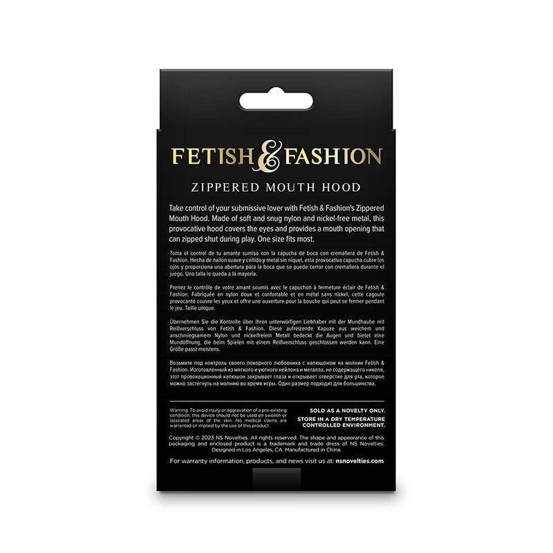 NS NOVELTIES - FETISH & FASHION CAPPUCCIO CON CERNIERA CHIUSA IN NYLON NERO