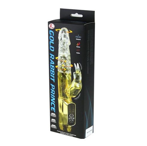 Vibratore a forma di coniglio rotante in oro, 12 velocità e 4 rotazioni | 23 cm × 3,5 cm | BAILE