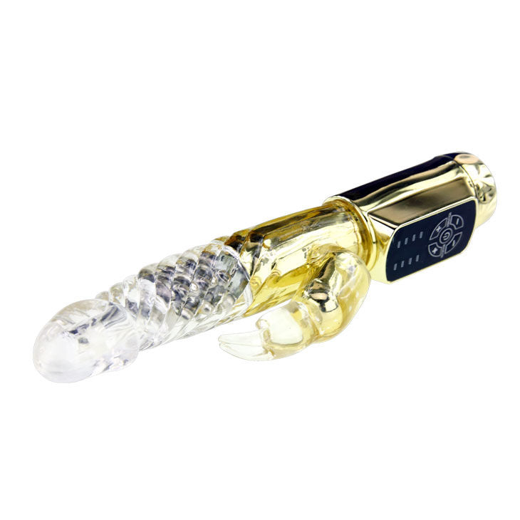 Vibratore a forma di coniglio rotante in oro, 12 velocità e 4 rotazioni | 23 cm × 3,5 cm | BAILE