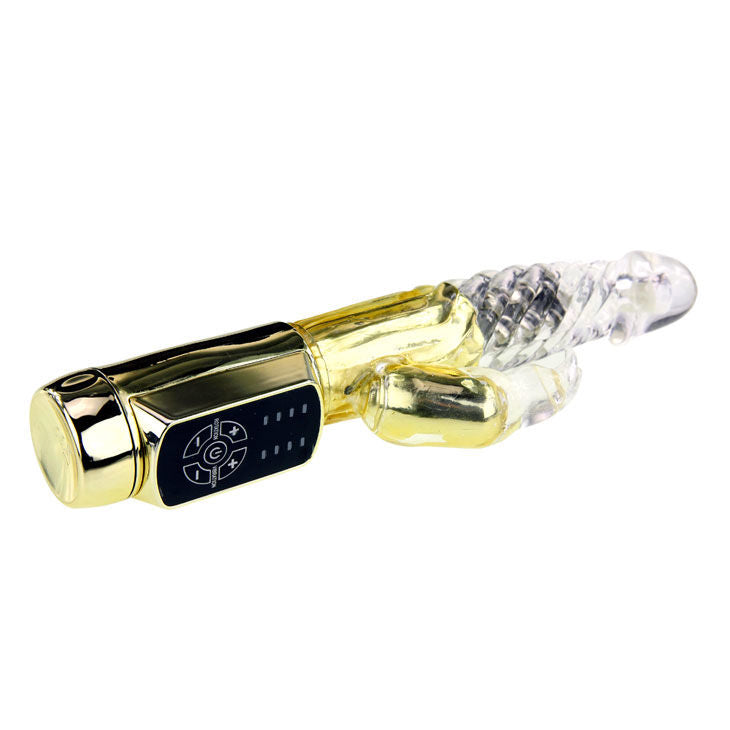 Vibratore a forma di coniglio rotante in oro, 12 velocità e 4 rotazioni | 23 cm × 3,5 cm | BAILE