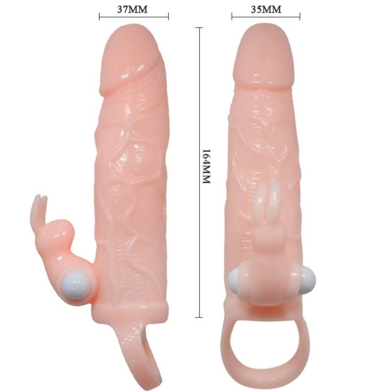 BAILE - COPERTURA PER PENE BRAVE MAN CON CONIGLIO E DOPPIO MOTORE CARNE 16,5 CM