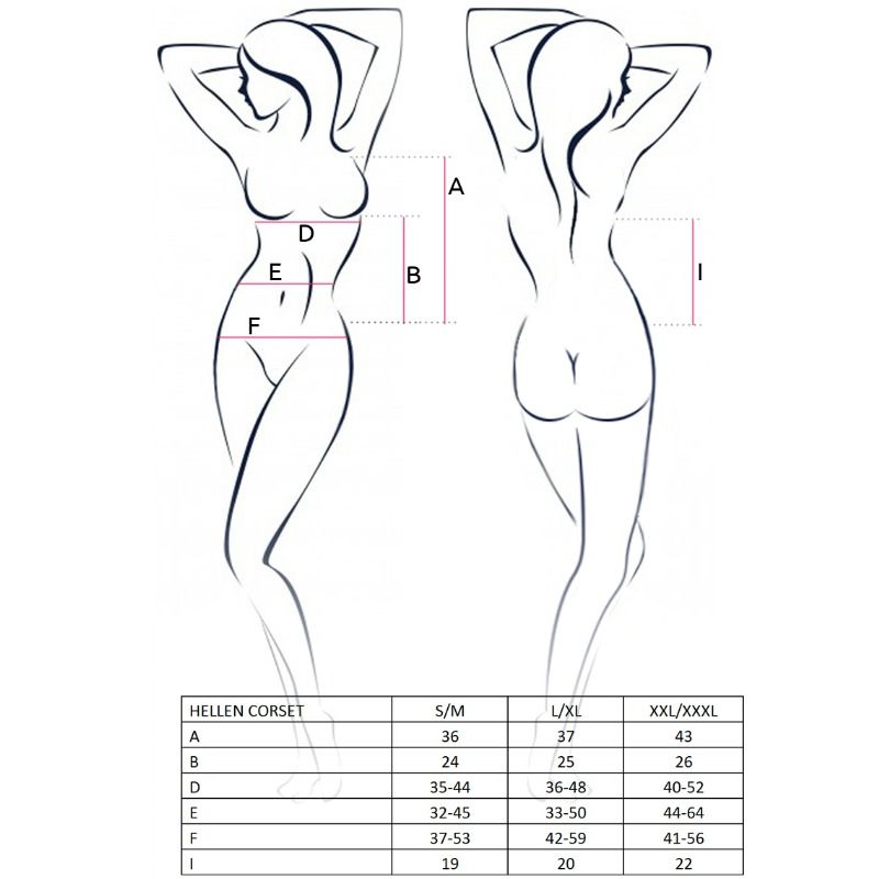 PASSION - CORSETTO DONNA HELLEN NERO TAGLIA L/XL