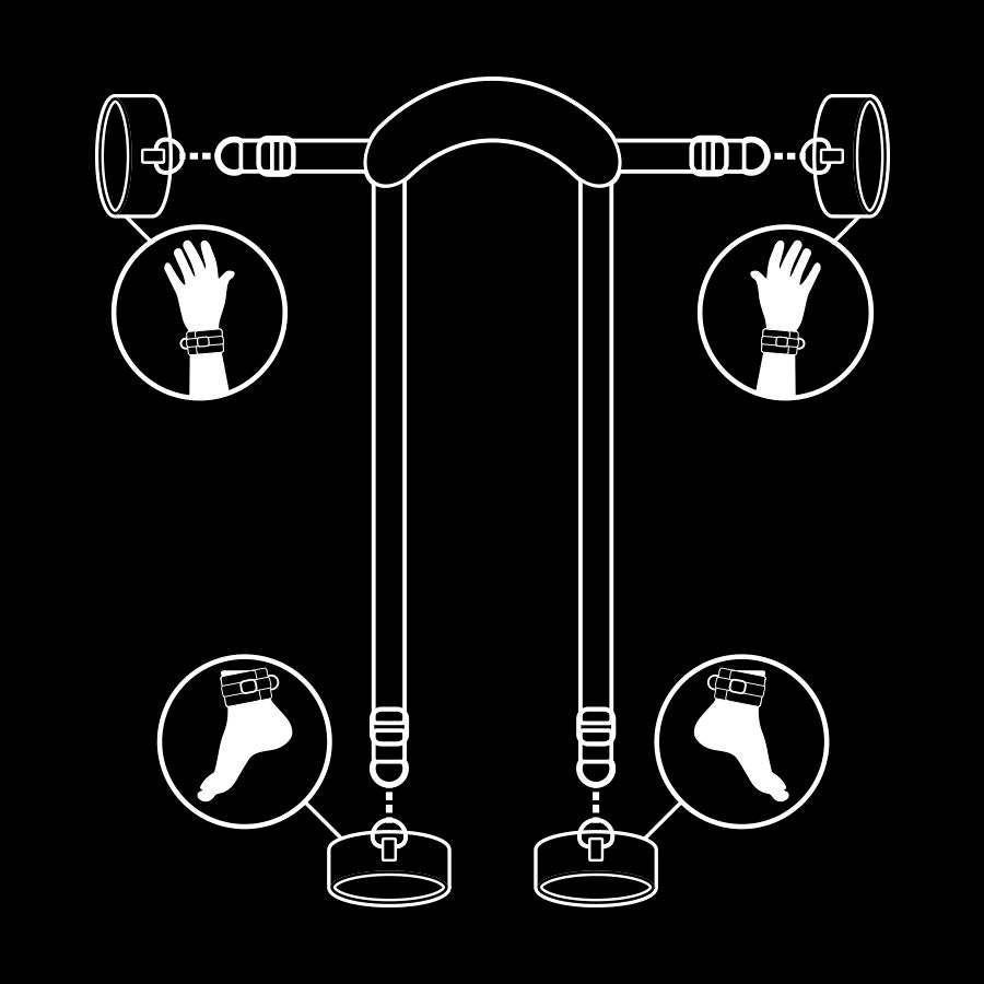 Set di ritenuta Master Position con 4 manette foderate in neoprene – FETISH SUBMISSIVE