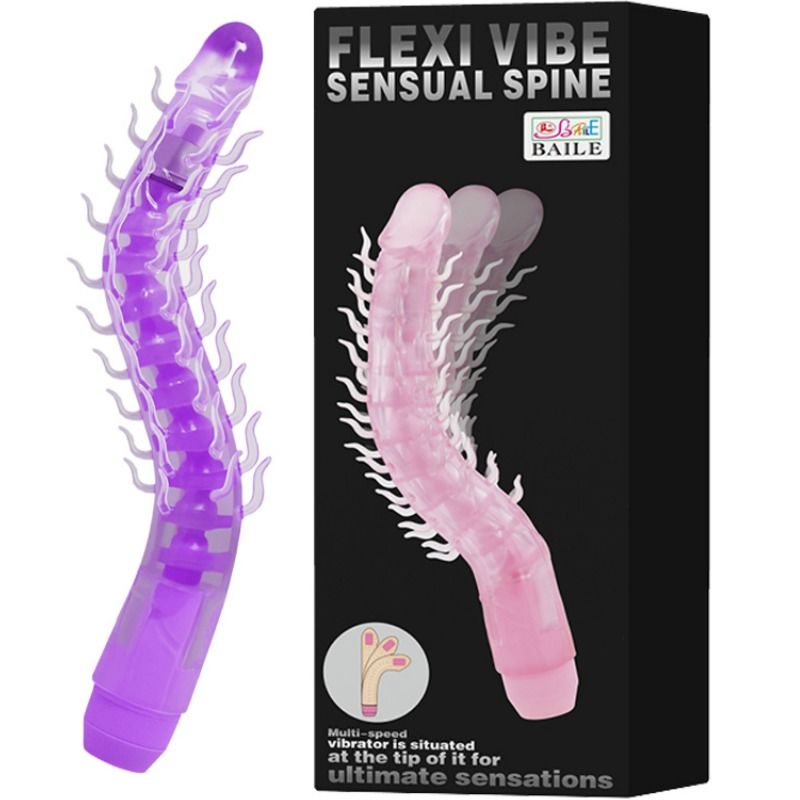 BAILE - FLEXI VIBE SENSUAL SPINE DILDO VIBRANTE PIEGHEVOLE LILLA 23,5 CM