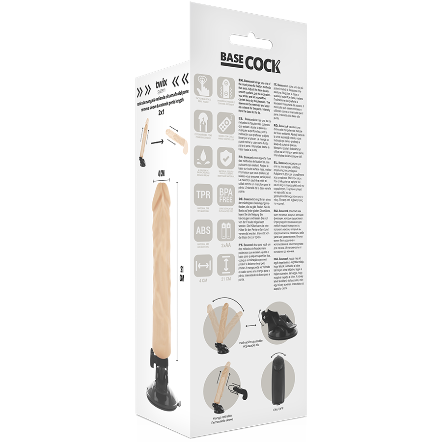 BASECOCK - VIBRATORE REALISTICO TELECOMANDO NERO 21 CM -O- 4 CM