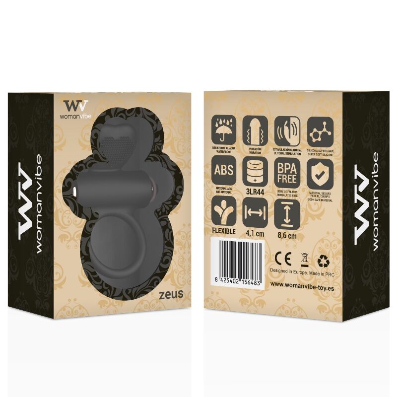 Anello vibrante in silicone Zeus 4,1 cm x 8,6 cm – WOMANVIBE
