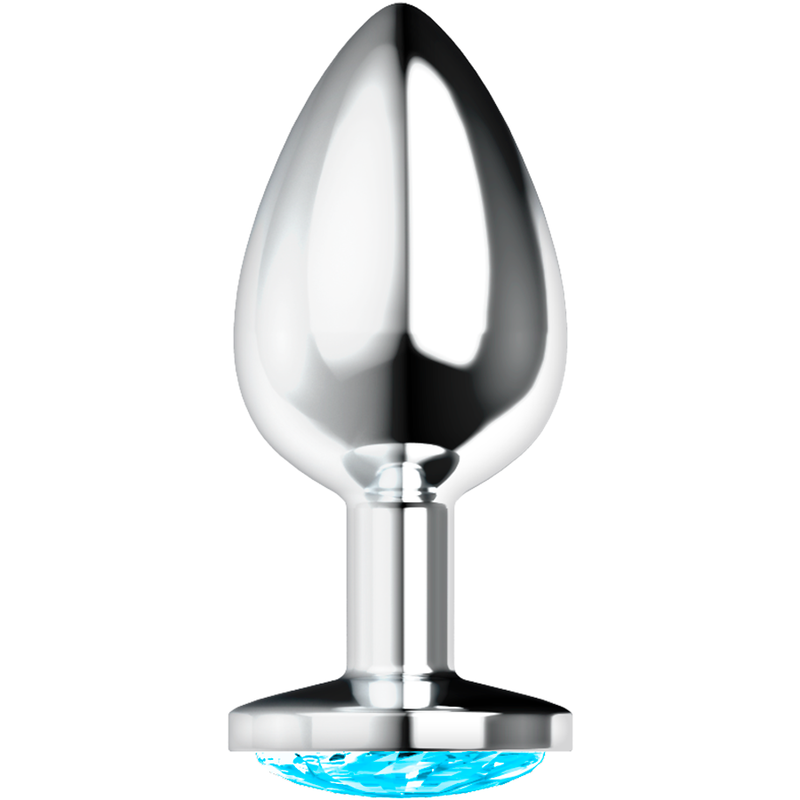 Plug anale in metallo 8 cm x 2,7 cm con cristallo blu
