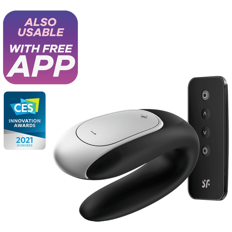 Double Fun - Vibratore per coppie con telecomando e app, nero - SATISFYER
