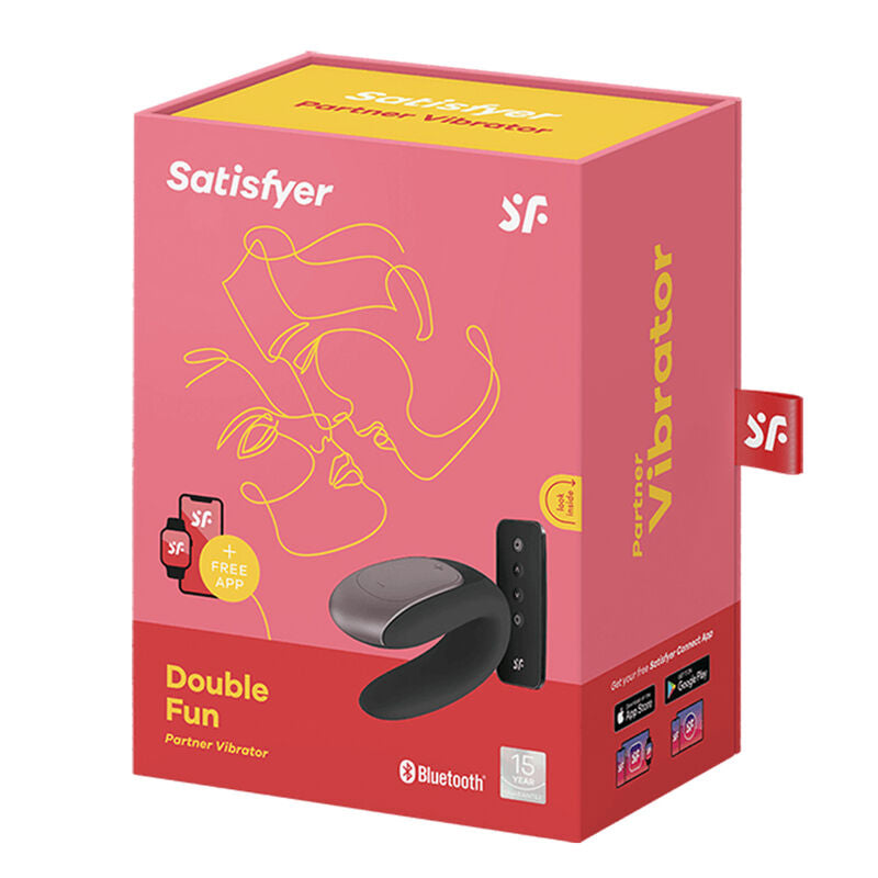 Double Fun - Vibratore per coppie con telecomando e app, nero - SATISFYER