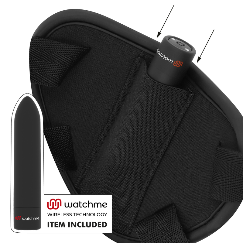 FETISH SUBMISSIVE CYBER STRAP - IMBRACATURA CON DILDO E TELECOMANDO A PROIETTILE WATCHME M TECHNOLOGY