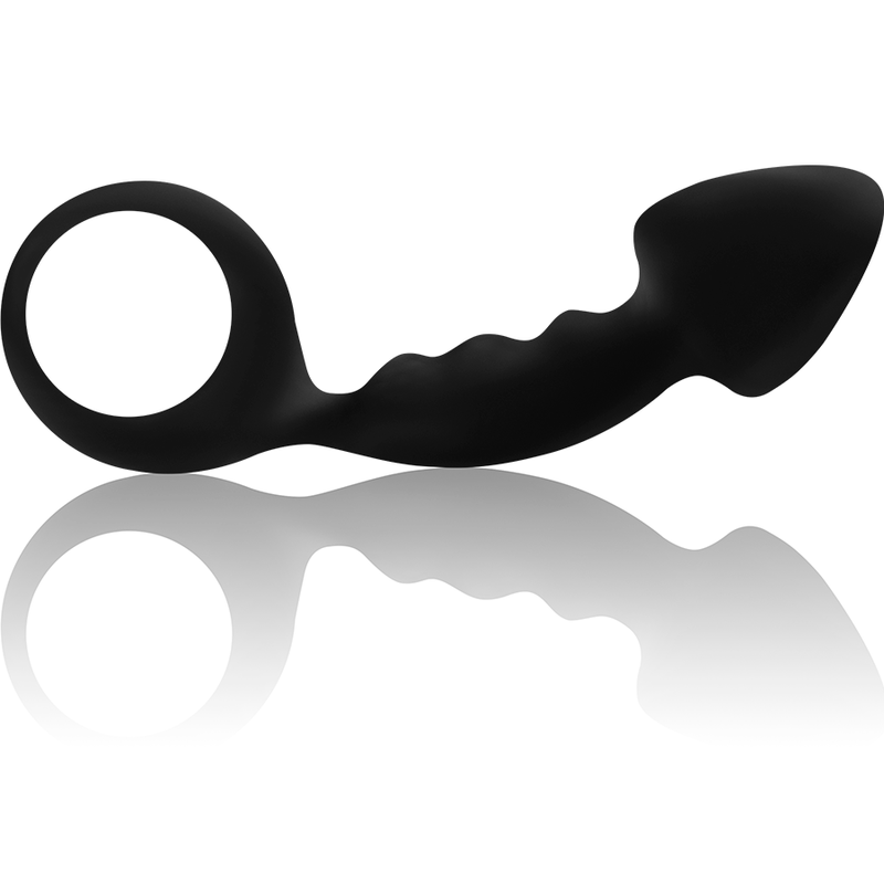 Plug anale in silicone a coste con anello – 12,2×3 cm – OHMAMA