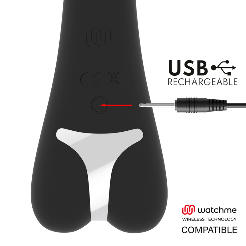 Vibratore Ryan Nero | Compatibile con Watchme | 22,0 cm x 5,0 cm | BRILLY GLAM