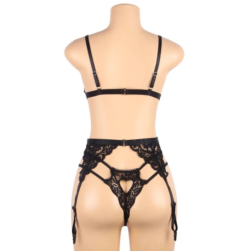 SUBBLIME - SET TRE PEZZI REGGISENO + CINTURA GIARRETTIERA + PERIZOMA L/XL