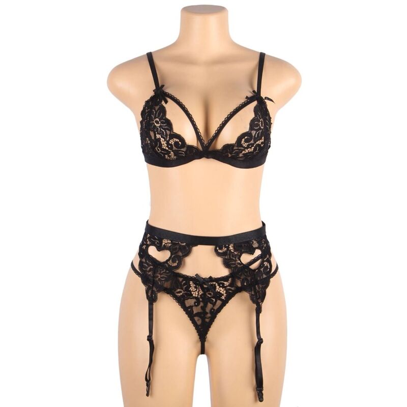 SUBBLIME - SET TRE PEZZI REGGISENO + CINTURA GIARRETTIERA + PERIZOMA L/XL