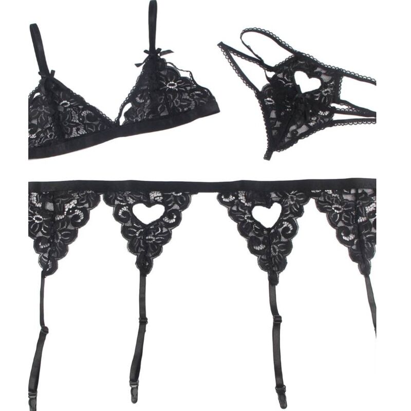 SUBBLIME - SET TRE PEZZI REGGISENO + CINTURA GIARRETTIERA + PERIZOMA L/XL