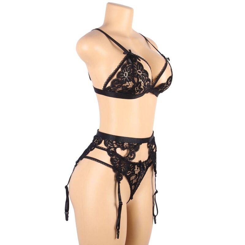 SUBBLIME - SET TRE PEZZI REGGISENO + CINTURA GIARRETTIERA + PERIZOMA L/XL