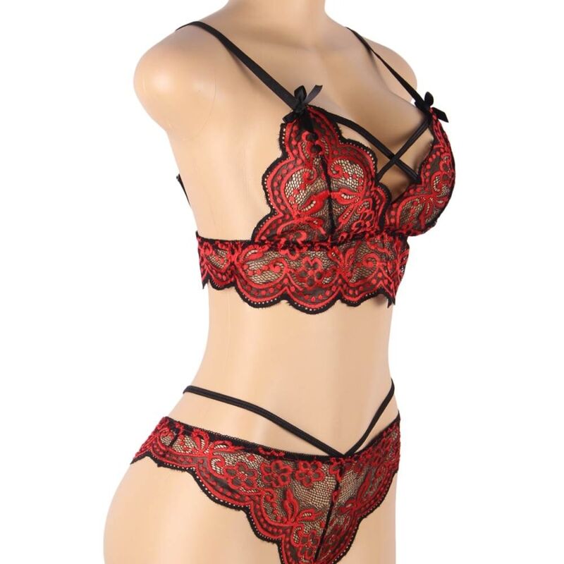 SUBBLIME - SET DUE PEZZI TOP IN PIZZO E SLIP L/XL
