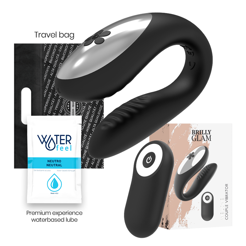 Vibratore per coppie con telecomando nero – Indossabile a doppio motore – Brilly Glam We Love