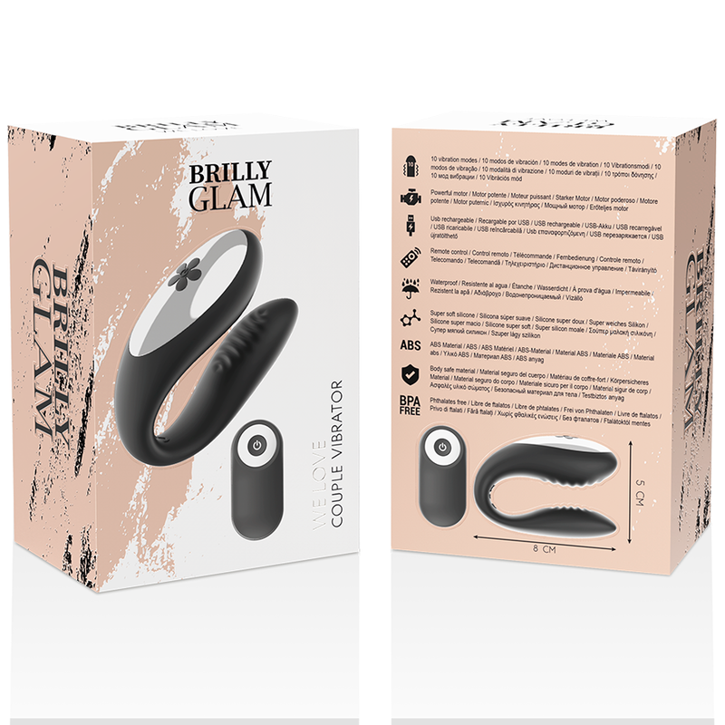 Vibratore per coppie con telecomando nero – Indossabile a doppio motore – Brilly Glam We Love